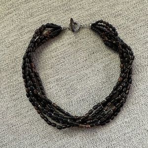 Silpada 6 strand Sterling Silver and Palm Wood necklace